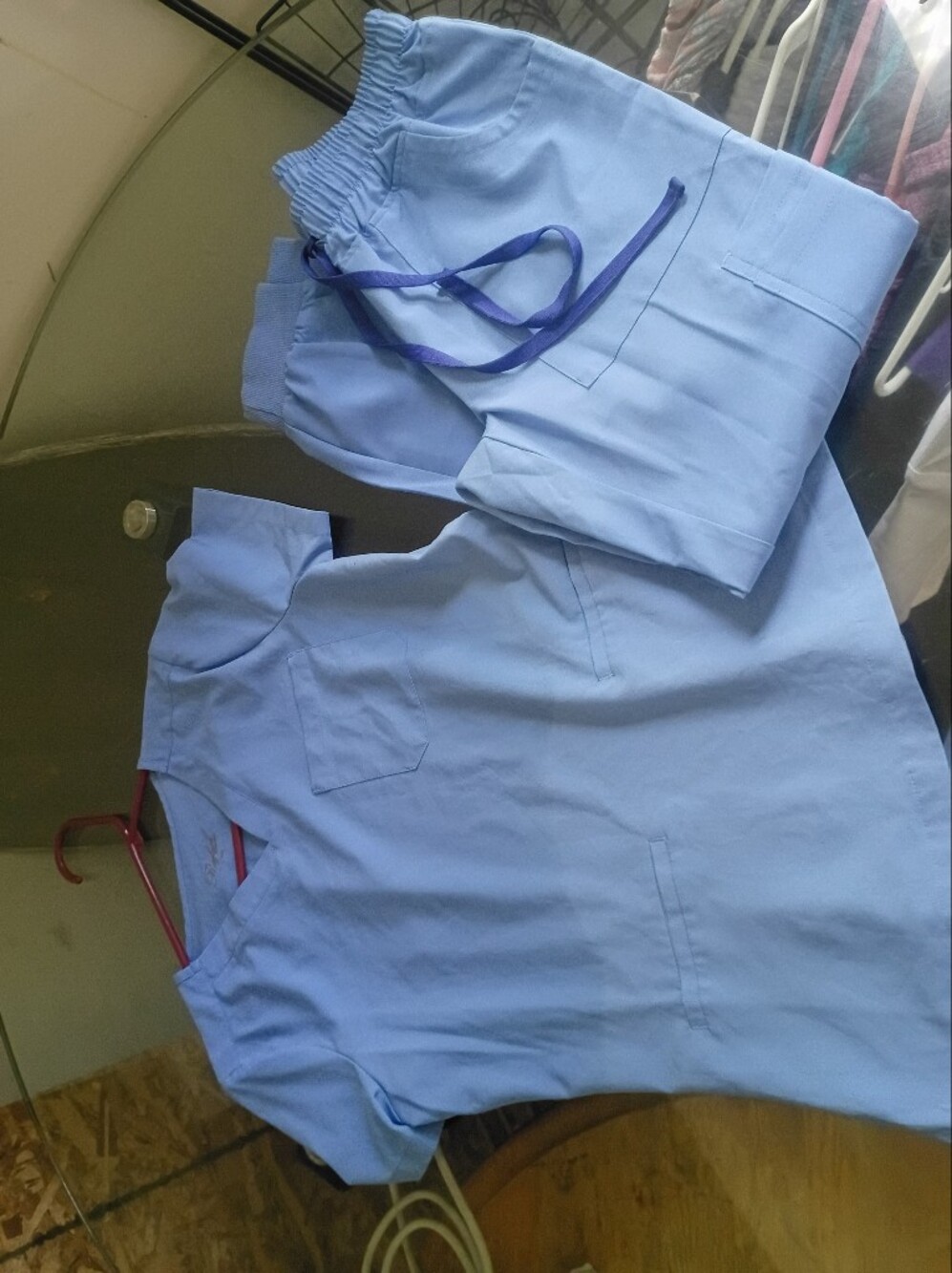 RAFAEL Light Blue Scrub Top and Drawstring Pants Set